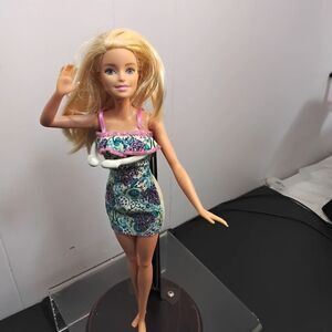Mattel Barbie Doll with Blonde Hair and Multicolor Dress